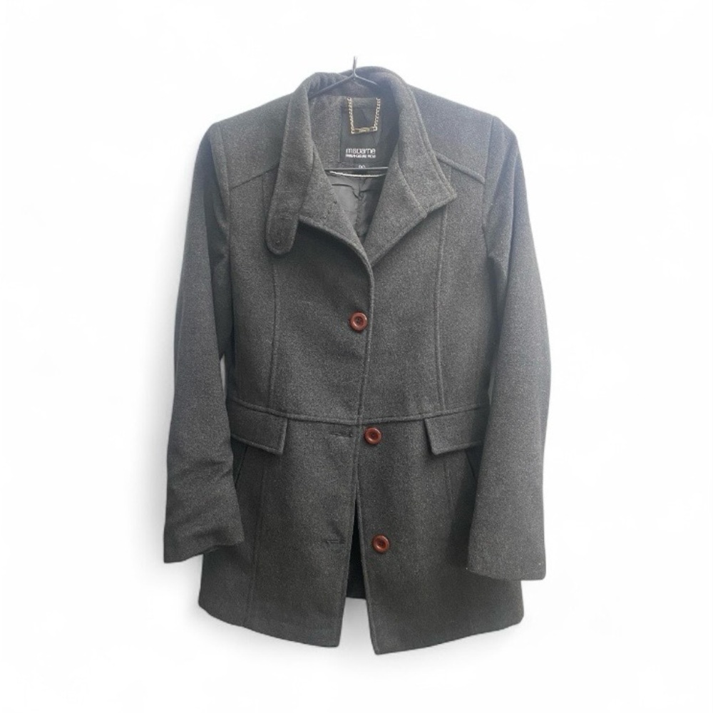 Women's Button Down Coat - Charcoal/Grey - Size M